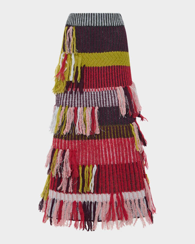 Goldie Striped Fringe Knit Skirt
